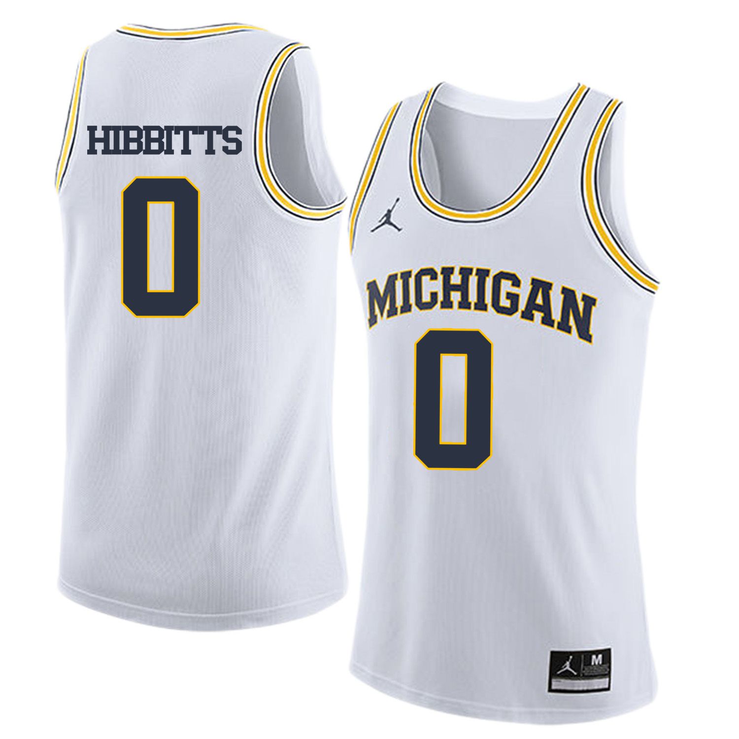 Men Jordan University of Michigan Basketball White 0 Hibbitts Customized NCAA Jerseys
